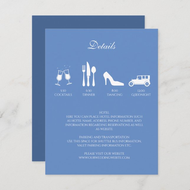 White Peonies Wedding DETAILS Invitation (Front/Back)