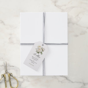White Peonies Wedding Gift Tags