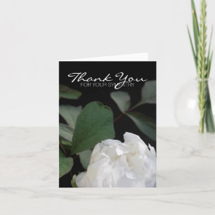 White Peony 3 Memorial Sympathy Thank You Card