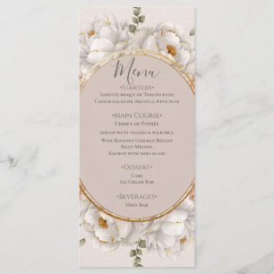 White Peony & Blush Rose Floral Wedding Menu