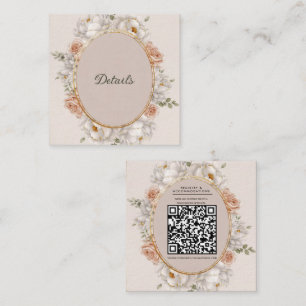 White Peony & Blush Rose Floral Wedding Square Business Card