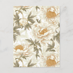 White Peony Chiyogami Postcard