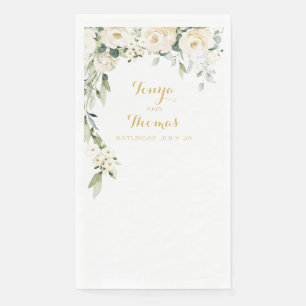 White Peony Epiphany Wedding Long Dinner Napkins