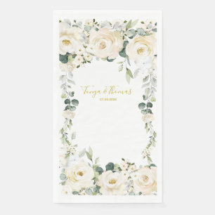 White Peony Epiphany Wedding Napkin