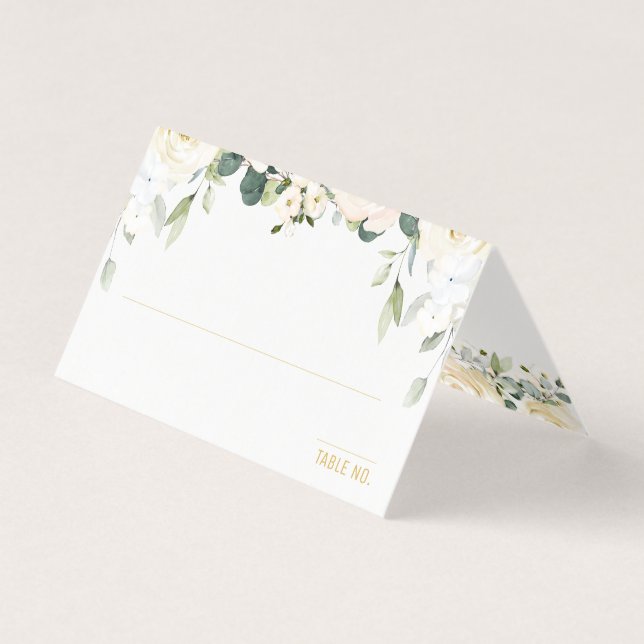 White Peony Epiphany Wedding Seating Table Place  (Front)
