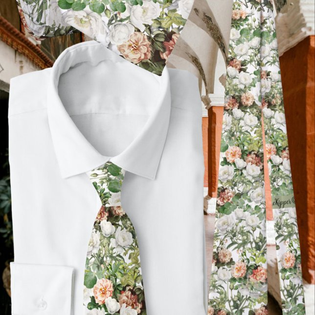 White Peony, Eucalyptus Pink Rose Tie (Creator Uploaded)