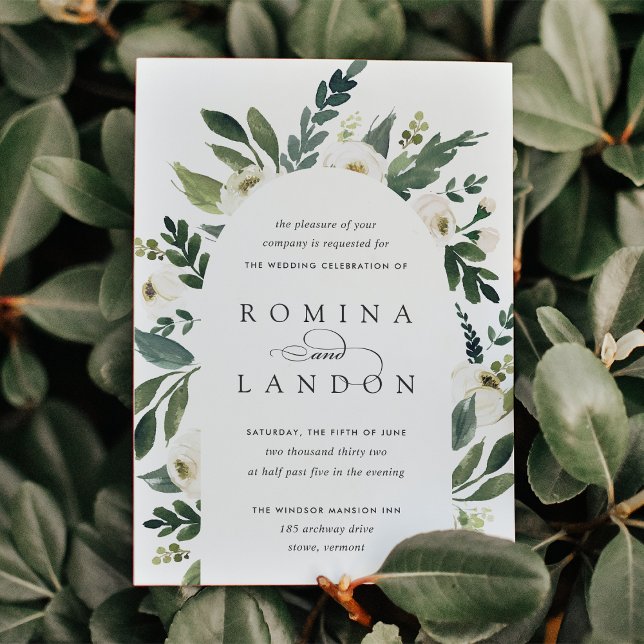 White Peony | Floral Arch Wedding Invitation (Creator Uploaded)