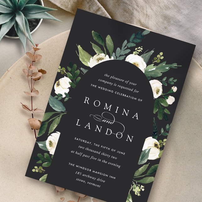 White Peony | Floral Arch Wedding Invitation (Creator Uploaded)