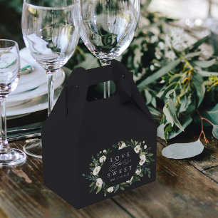 White Peony Floral Frame "Love is Sweet" Wedding Favour Box