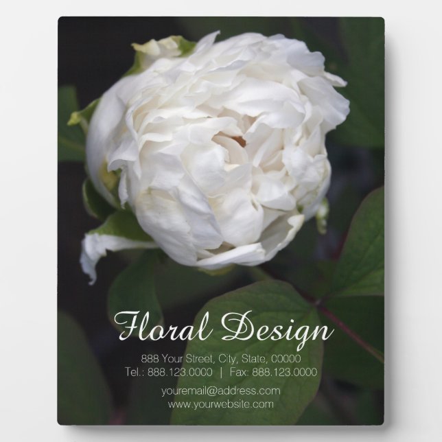 White Peony Floral Photography Plaque (Front)