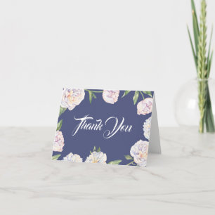 White Peony Floral Spring Thank You Card