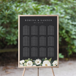 White Peony   Floral Wedding Seating Chart