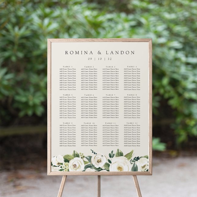 White Peony | Floral Wedding Seating Chart (Creator Uploaded)