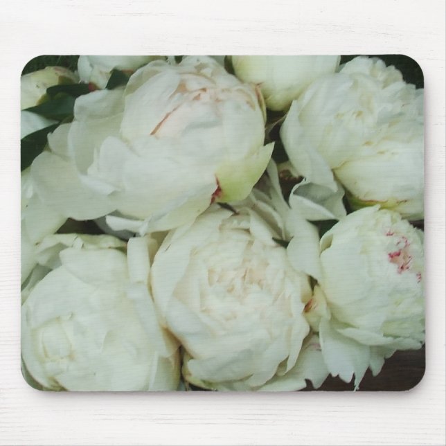 White Peony Flower Buds Mouse Pad (Front)