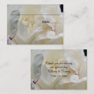 White Peony Flower Personalised Wedding  Place Card