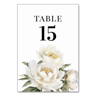 White Peony flower  Table Number