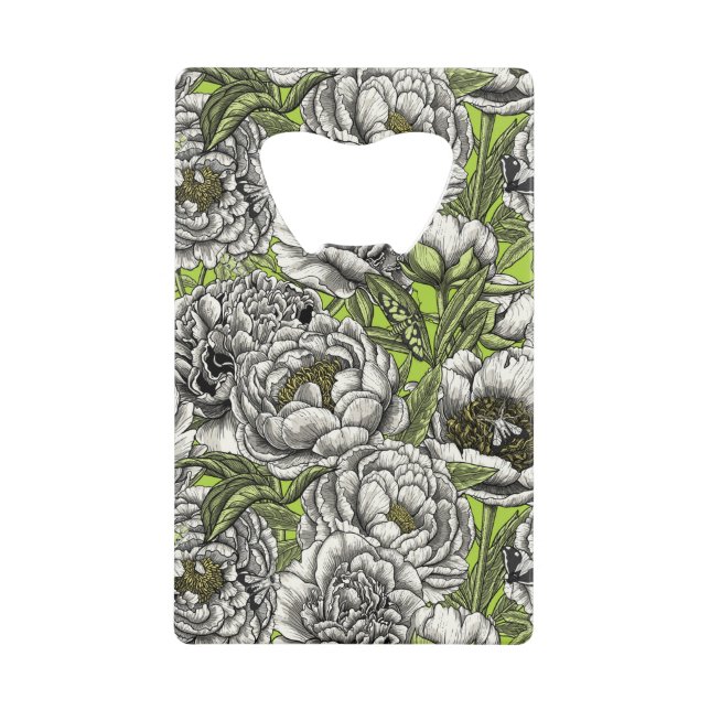 White peony flowers and moths (Front)