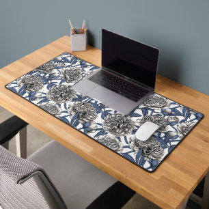 White peony flowers desk mat