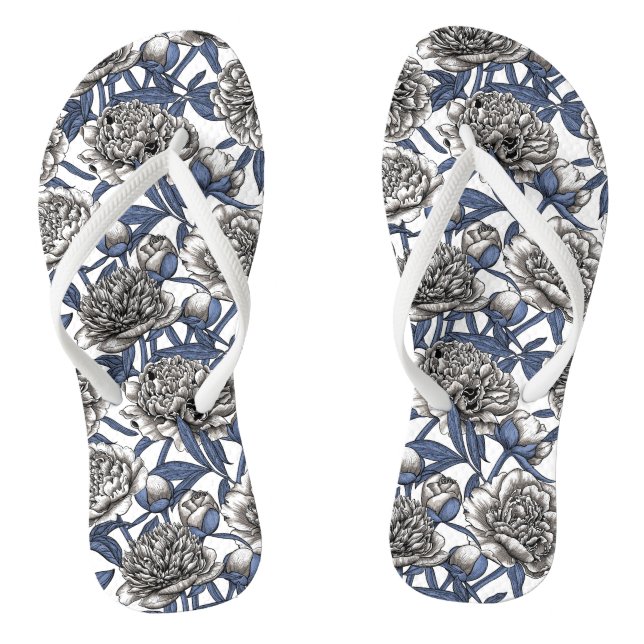 White peony flowers jandals (Footbed)