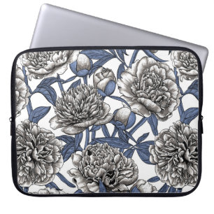 White peony flowers laptop sleeve