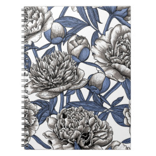 White peony flowers notebook