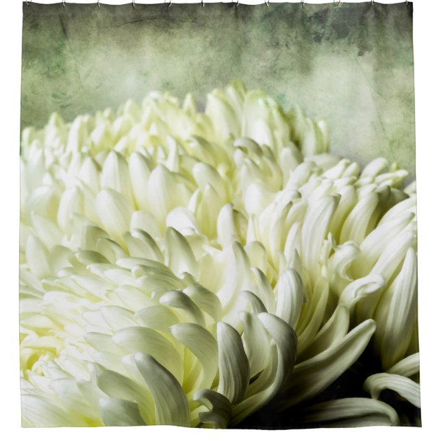 White Peony Flowers Shower Curtain (Front)