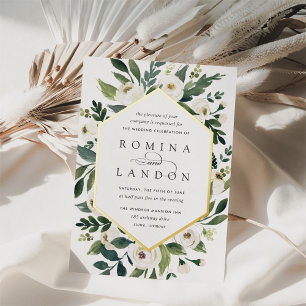 White Peony   Geometric Floral Frame Wedding