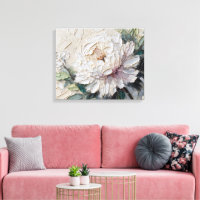 White Peony Impasto Art