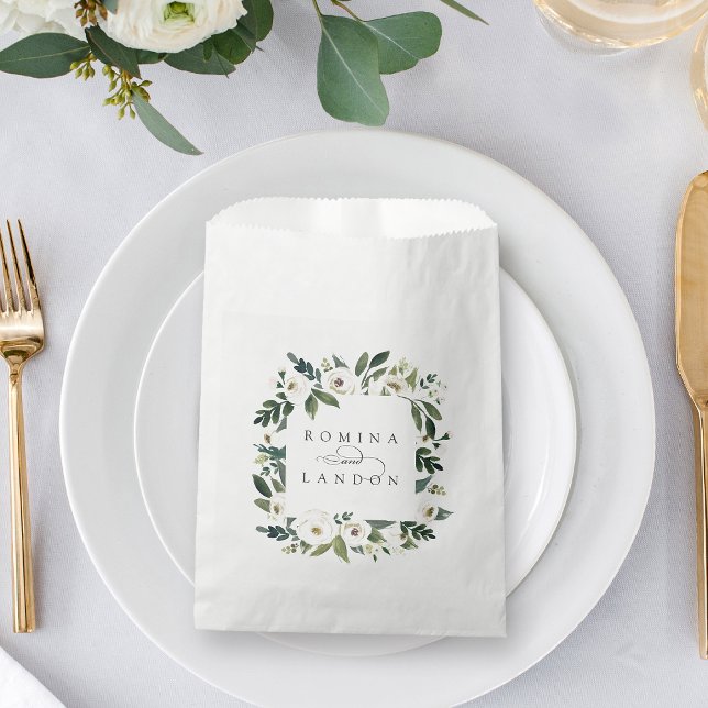 White Peony | Personalised Floral Frame Wedding Favour Bags (Creator Uploaded)