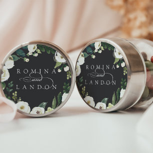 White Peony   Personalised Floral Wedding Classic Round Sticker