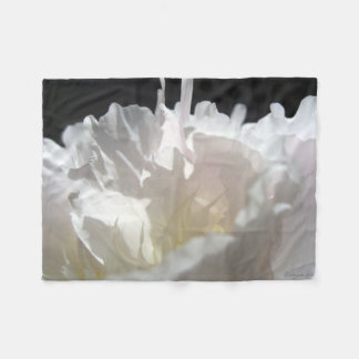 White Peony Petals Silhouette Fleece Blanket