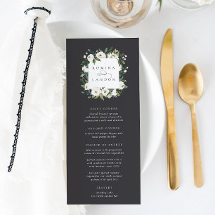 White Peony   Watercolor Floral Frame Wedding Menu