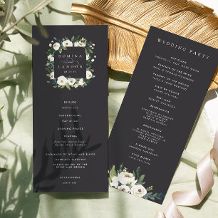 White Peony   Watercolor Floral Frame Wedding Programme