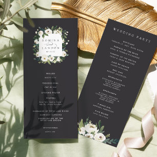 White Peony   Watercolor Floral Frame Wedding Programme