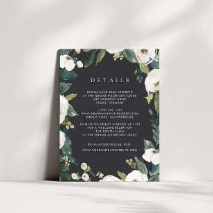 White Peony Watercolor Floral Wedding Details Enclosure Card