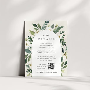 White Peony   Watercolor Floral Wedding Details Enclosure Card