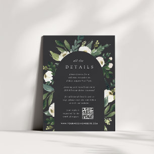 White Peony   Watercolor Floral Wedding Details Enclosure Card