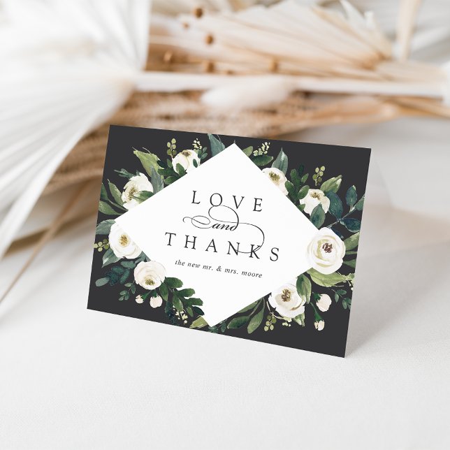 White Peony | Watercolor Floral Wedding Thank You Card (Creator Uploaded)