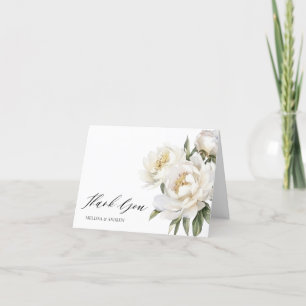 White Peony Wedding Thank you Card