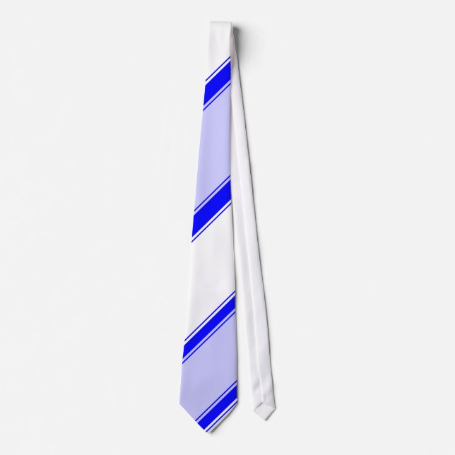 White Periwinkle and Blue Diagonally-Striped Tie (Front)