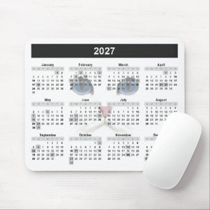 White Persian 2027 Calendar   Mouse Pad