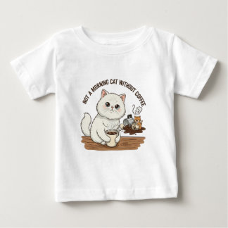 White Persian Cat Coffee Lover Baby T-Shirt