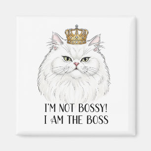 White Persian Cat Funny Bossy Quote Magnet