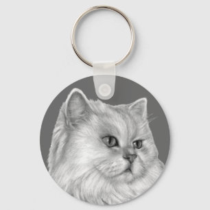 White Persian Cat Key Ring