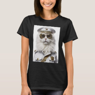 White Persian cat military cap T-Shirt