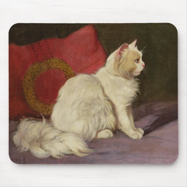 White Persian Cat Mouse Pad (Front)