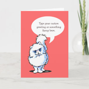 White Persian Cat Speaks Your Custom Greeting Card