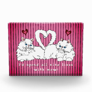 White Persian Cats with Hearts Valentine's Photo Block