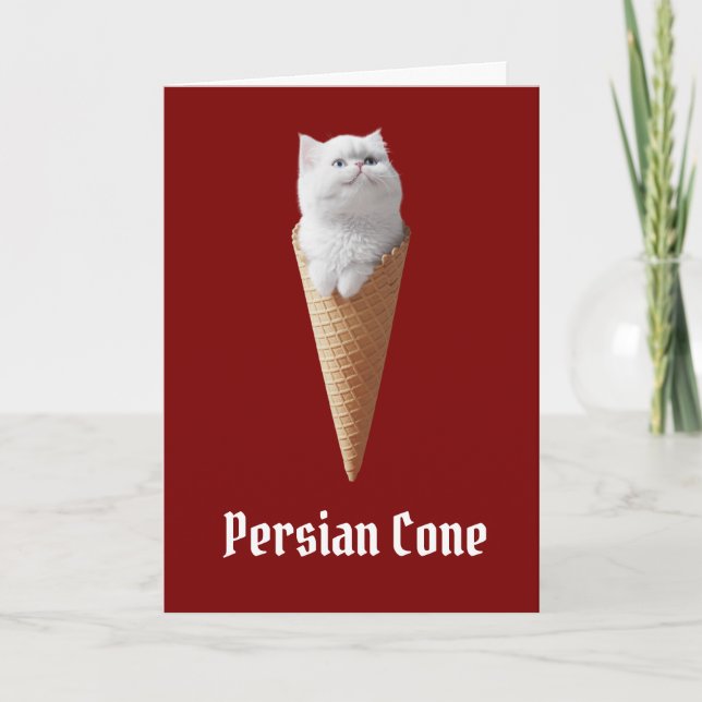 White Persian Cone Holiday Card (Front)