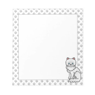 White Persian Cute Cartoon Cat Illustration Notepad